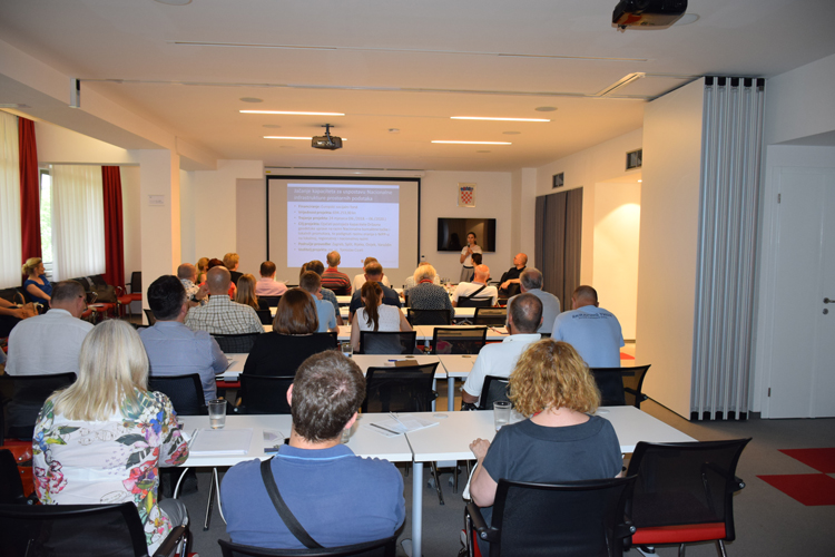 The picture shows 40 participants of the workshop entitled "Implementation Status NSDI 2020 Strategy" held at the premises of the State Geodetic Administration.